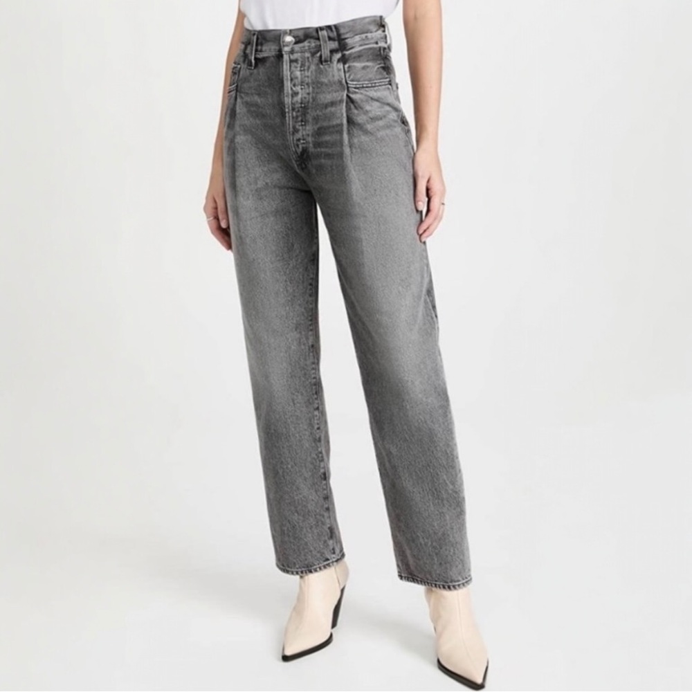 Free People AGOLDE Fold Waistband Jeans in Tune Straight Leg Size 26‎ Grey